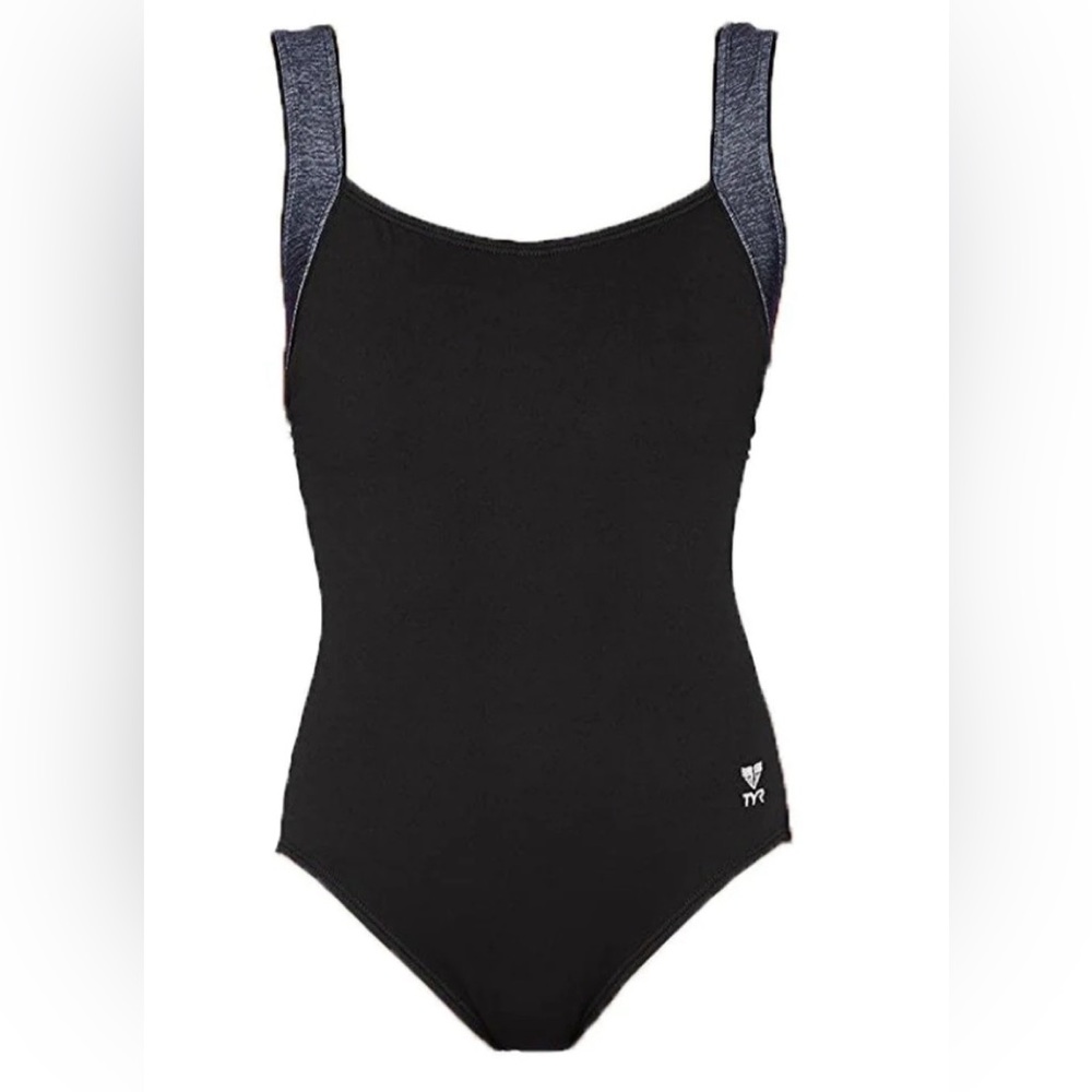 NWT TYR Mantra Square Neck Controlfit Bathing Suit Size 10 Black